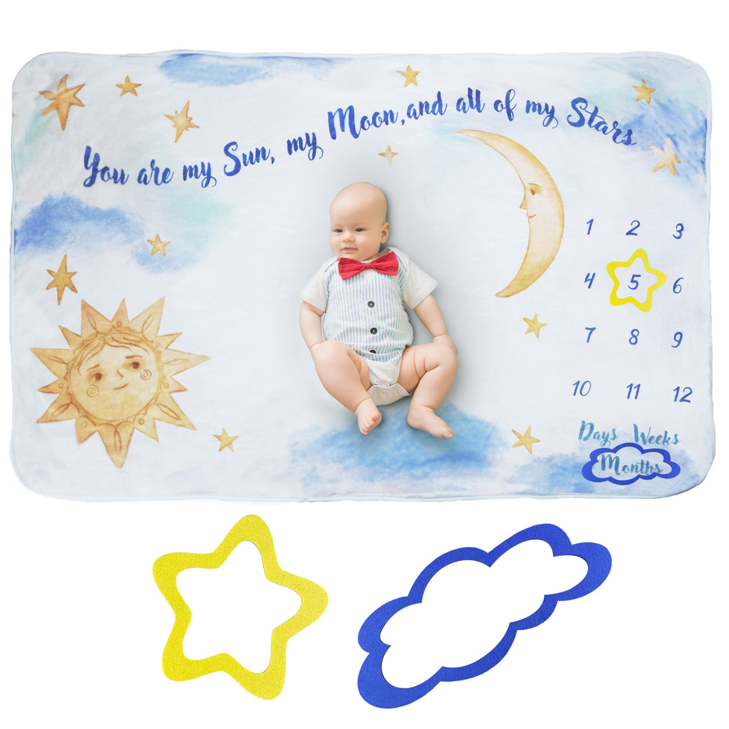 Woogoo Baby Milestone Blanket for Baby Boys and Baby Girls - Soft Premium Fleece - Baby Boy Shower Gifts - Baby Growth Chart - New Born Baby Gifts, Blanket, 40 x 60 Inches