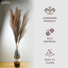 Load image into Gallery viewer, Woogoo Faux Pampas Grass Large - 114 cm Tall &amp; Fluffy Pampas Grass - Set of 3 Artificial Stems - Dried Pampas Grass for Wedding, Vase, &amp; Boho Home Decor - [Beige]
